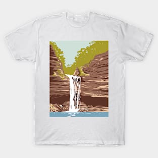 Petit Jean State Park with Cedar Falls in Conway County Adjacent to the Arkansas River in Arkansas WPA Poster Art T-Shirt